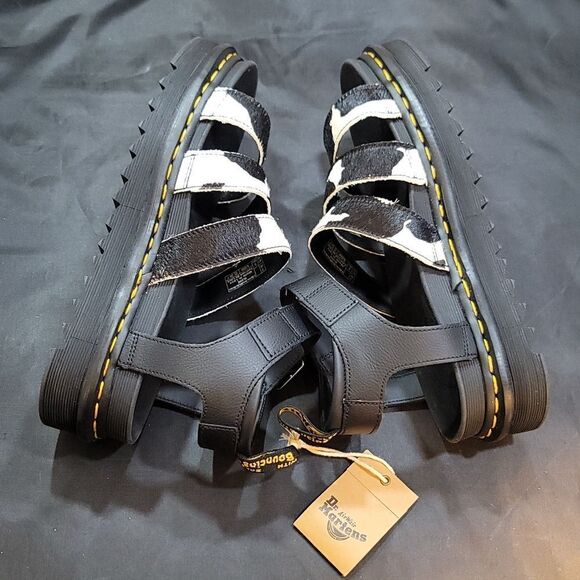 BRAN NEW DR.MARTENS BLAIR GENUINE CALF HAIR WOMEN SANDAL - Picture 10 of 16